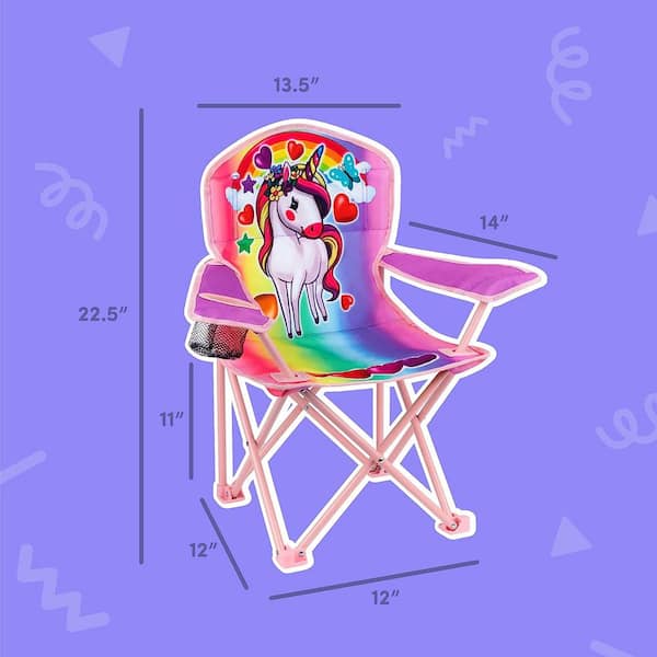 Outdoor Unicorn Chair for Kids Foldable Children's Chair for Camping, Tailgates, Beach, Ages 5 to 10-Metal