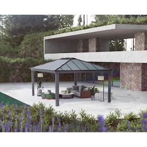 Dallas 14 ft. x 20 ft. Gray/Gray Opaque Outdoor Gazebo with Insulating and Sleek Roof Design