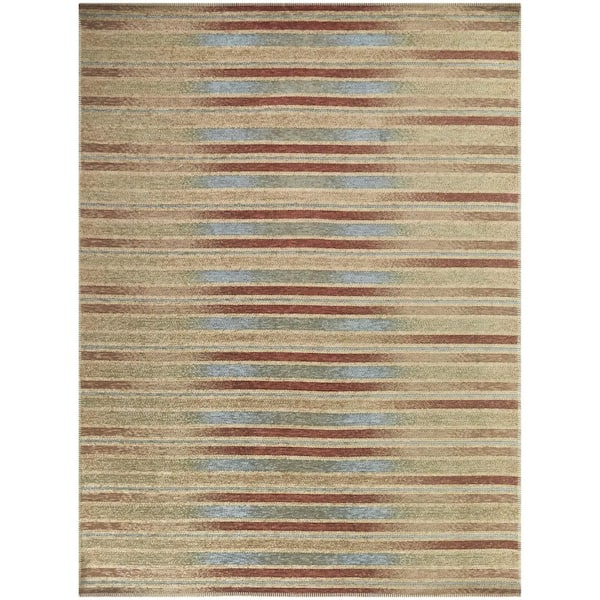Mistral Tan 8 ft. x 10 ft. Vintage Striped Area Rug