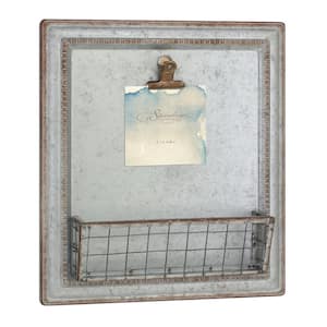 13 in. x 15 in. Silver Galvanized Metal Wall Decor with Clip and Basket