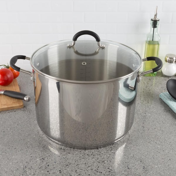 Mainstays Stainless Steel Stock Pot with Metal Lid - 12-Qt Capacity.~