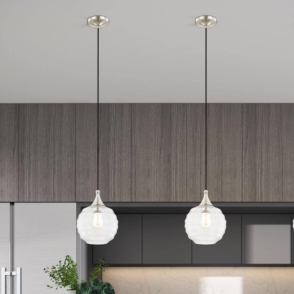 Brushed Nickel Mini Globe Pendant with Clear Glass