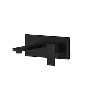 Single-Handle Wall Mount Bathroom Faucet with Deck Plate in Matte Black (Valve Included)