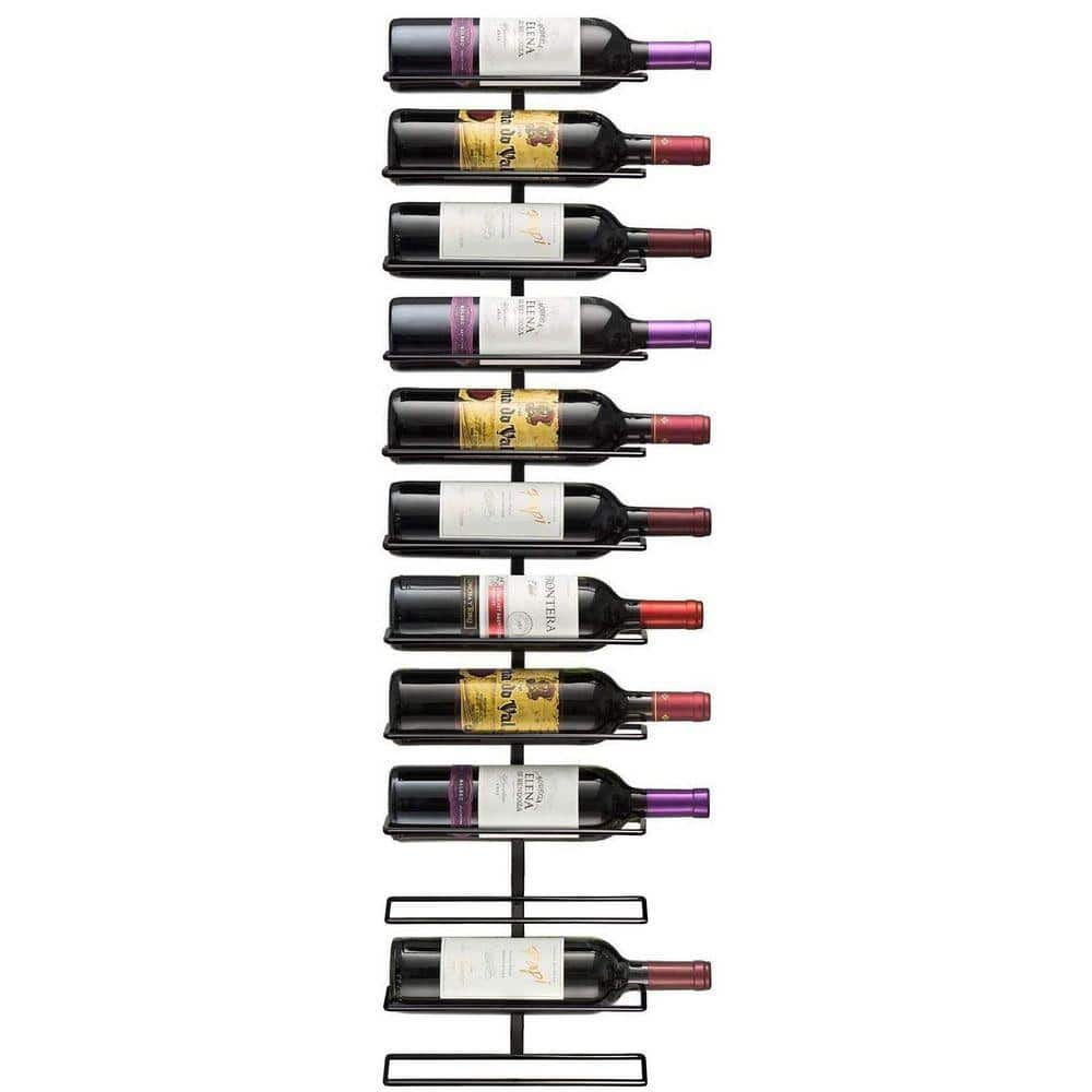 Sorbus 12 Bottle Black 10 in. Metal Wine Rack, Wall Mounted Wine ...