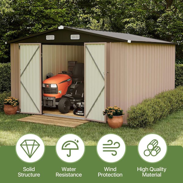 Sizzim 10 ft. W x 12 ft. D Metal Storage Shed with Double Door