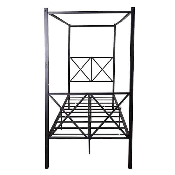 Unbranded 39.76 in. W Black Twin Size Canopy Metal Platform Bed