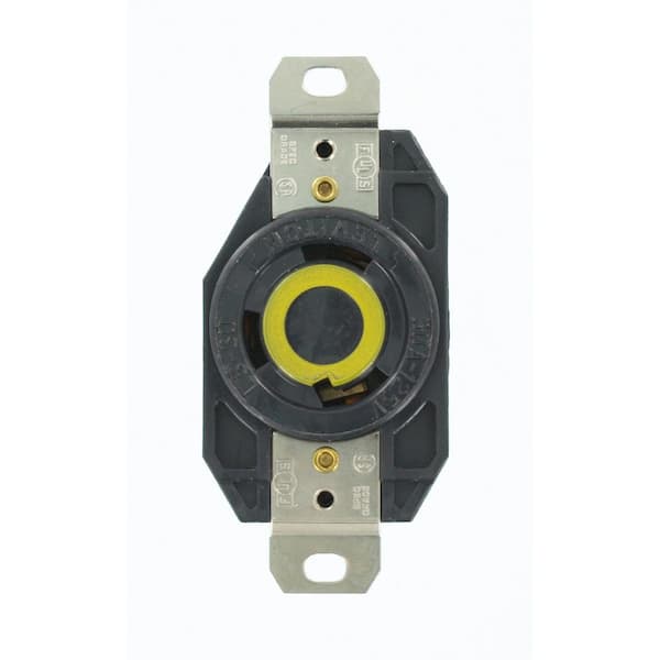 30 Amp 125-Volt Flush Mounting Grounding Locking Outlet, Black 2610