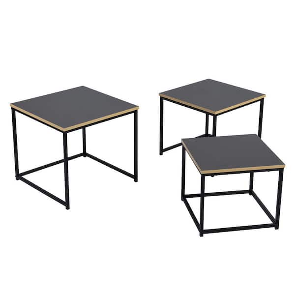 sumyeg Matte Square Nesting MDF Coffee End/SideTable Coffee Table Set (3-Piece)-RICKY 3PC SET 50CM - The Home Depot