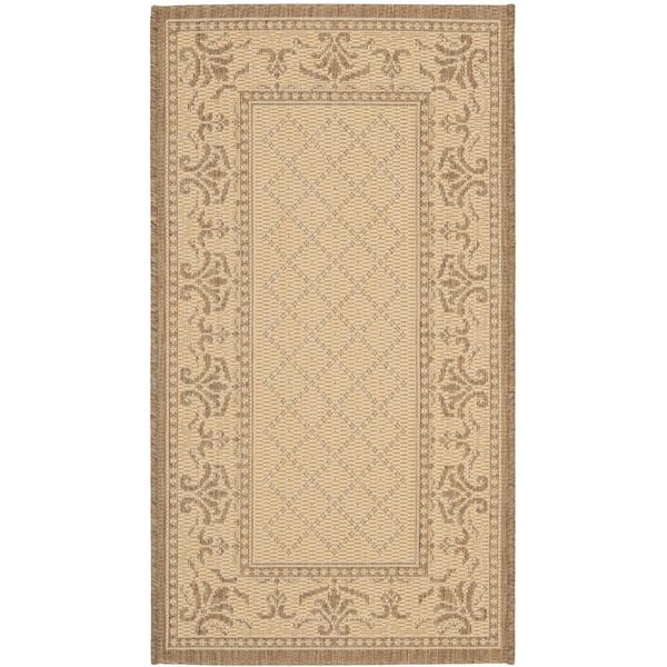 SAFAVIEH Courtyard Natural/Brown Doormat 3 ft. x 5 ft. Border Indoor/Outdoor Patio Area Rug