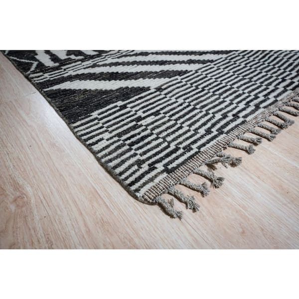 Black 12 ft. x 15 ft. Hand-Knotted Wool Contemporary Marrakech Handspun, Elegant and Durable Rug for Livin, Area Rug