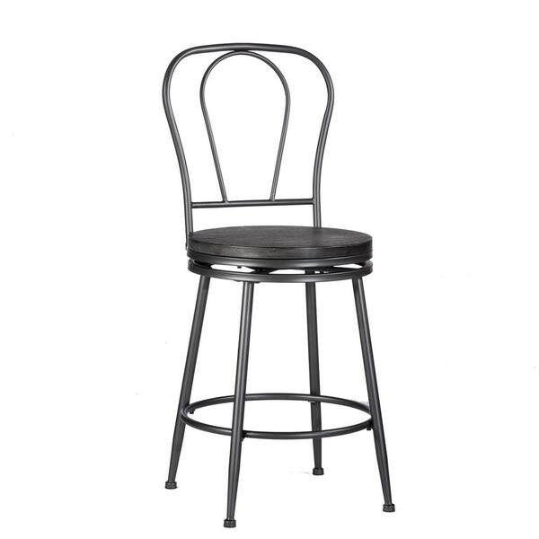 Hillsdale Furniture Melange 26 in. Charcoal and Dark Gray Wire Brush Metal Back Swivel Counter Stool