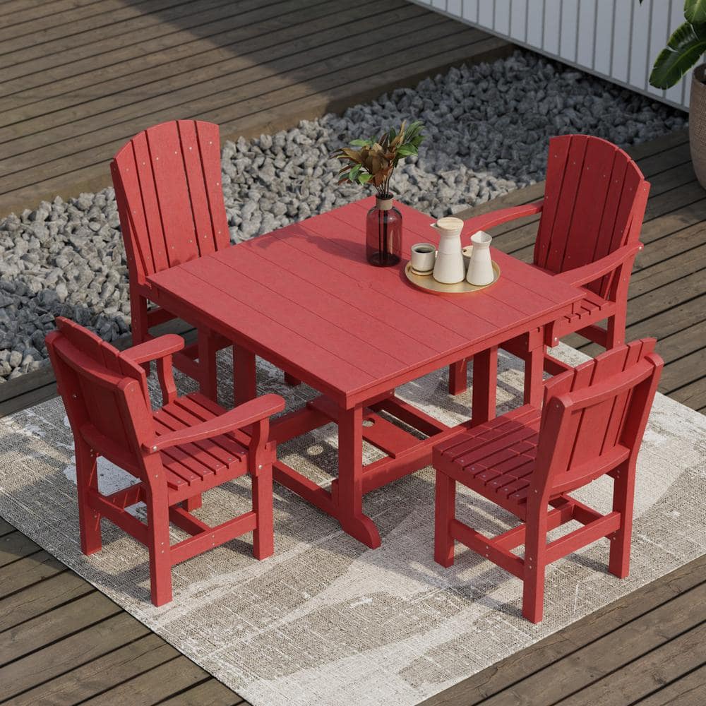 Heritage Cardinal Red 5-Piece HDPE Outdoor Dining Set