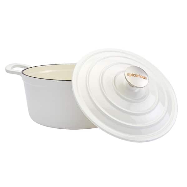 Epicurious 4 qt. Round Cast Iron Dutch Oven in White with Lid (1-Pack)