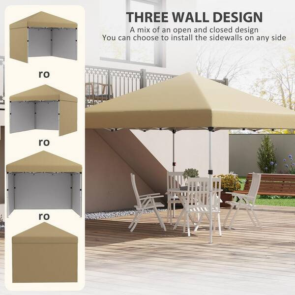 Tenleaf 10 ft. x 10 ft. Beige Pop Up Canopy Tent with 3