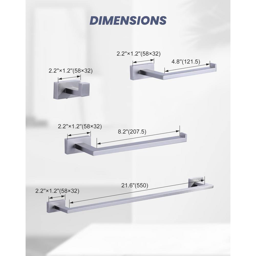 Brushed Nickel 5-Piece Modern Bathroom Hardware Set