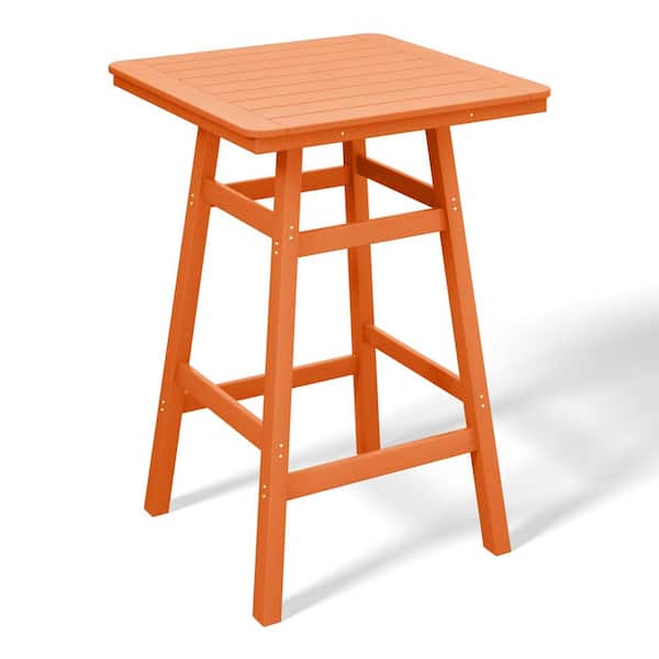 WESTIN OUTDOOR Laguna 30 in. Square HDPE Plastic All Weather Outdoor Patio Bar Height High Top Pub Table in Orange