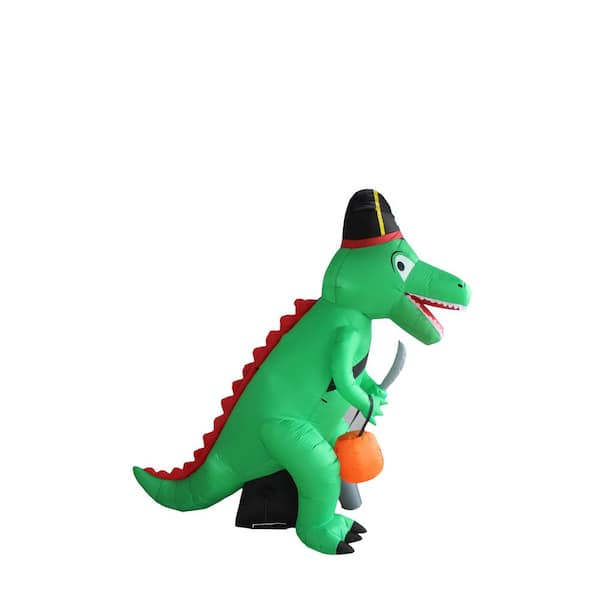 Halloween Outdoor good LED Décor of 7ft Tall Green Dinosaur Pirate Inflatable