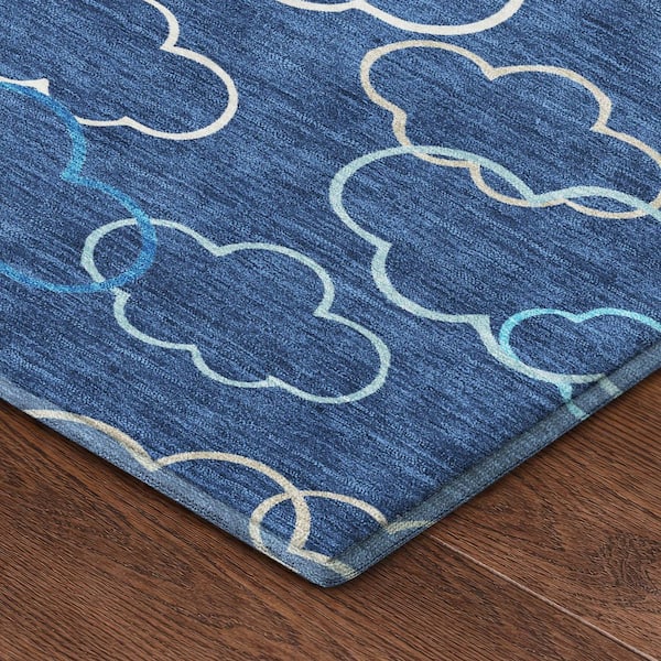 Mayfield Premium Machine Washable Abstract AMF2508 Navy 10 ft. x 14 ft. Area Rug