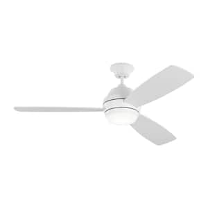 Ikon 52 in. Integrated LED Indoor Matte White Ceiling Fan with White Blades Light Kit and Remote Control