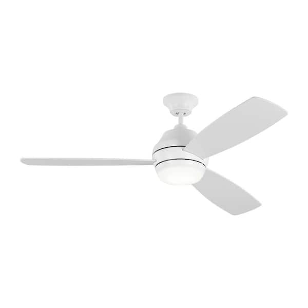 Generation Lighting Ikon 52 in. Integrated LED Indoor Matte White Ceiling Fan with White Blades Light Kit and Remote Control