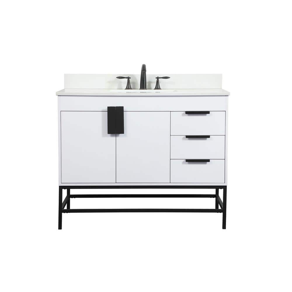 Simply Living 42 in. W x 22 in. D x 33.5 in. H Bath Vanity in White with Iv