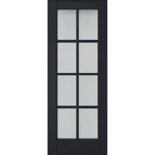 30 in. x 32 in. Solid Wood Frosted glass Antracite Interior Door Slab