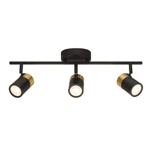 Gilded 2 ft. 3-Light Matte Black with Brushed Gold Integrated LED Selectable CCT Fixed Track Lighting Kit