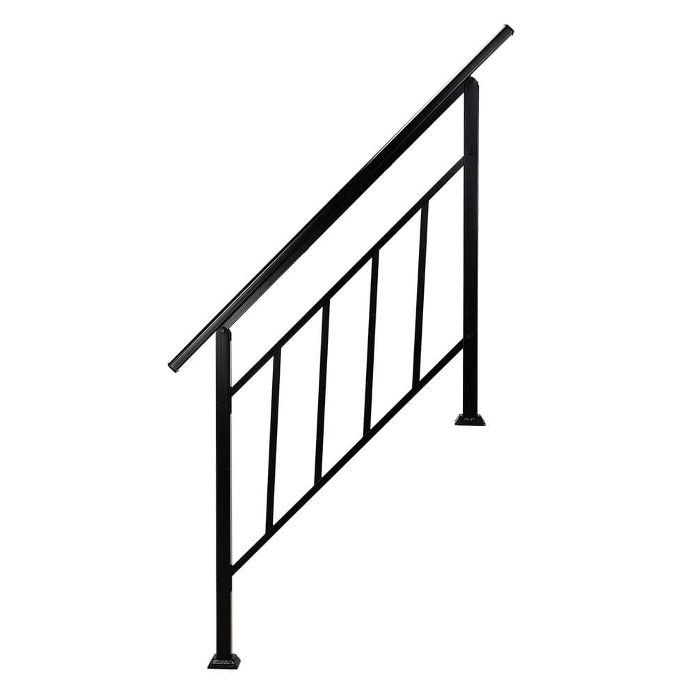 Karl home 38.5 in. x 52 in. Textured Black Aluminum Baluster Railing