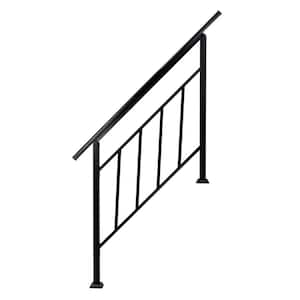 38.5 in. x 52 in. Textured Black Aluminum Baluster Railing Kit