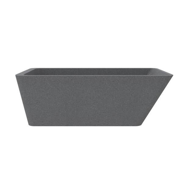 64.9 in. x 29.5 in. Freestanding Soaking Bathtub with Center Drain in Gray