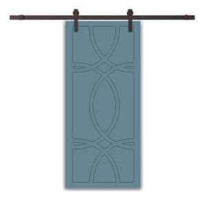 24 in. x 84 in. Dignity Blue Stained Composite MDF Paneled Interior Sliding Barn Door with Hardware Kit