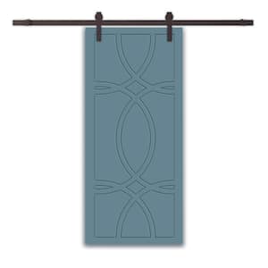 30 in. x 80 in. Dignity Blue Stained Composite MDF Paneled Interior Sliding Barn Door with Hardware Kit