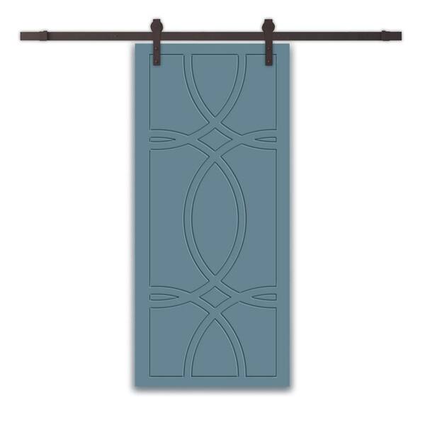 CALHOME 30 in. x 84 in. Dignity Blue Stained Composite MDF Paneled Interior Sliding Barn Door with Hardware Kit