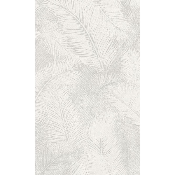 Walls Republic Whites Fine Feather-Like Leaves Printed Non-Woven Non-Pasted Textured Wallpaper 57 sq. ft.