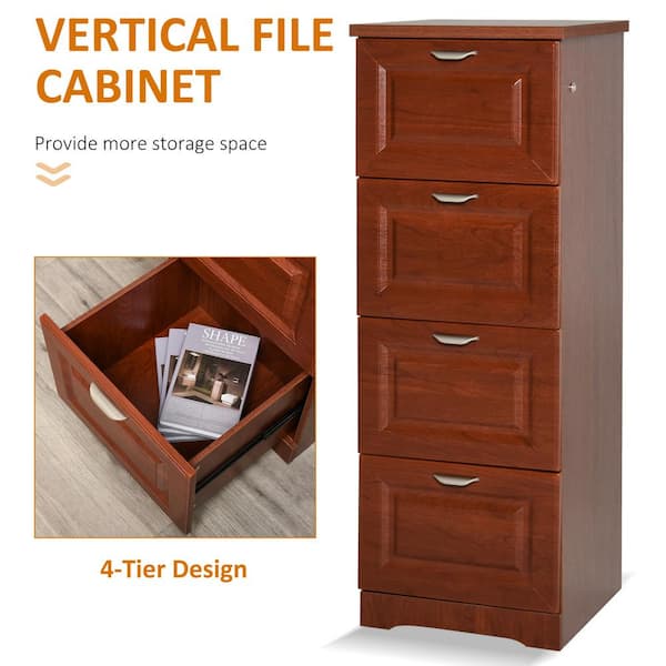 4 Drawer Vertical File Storage Cabinet, Wood File Cabinet 4 Drawer Vertical