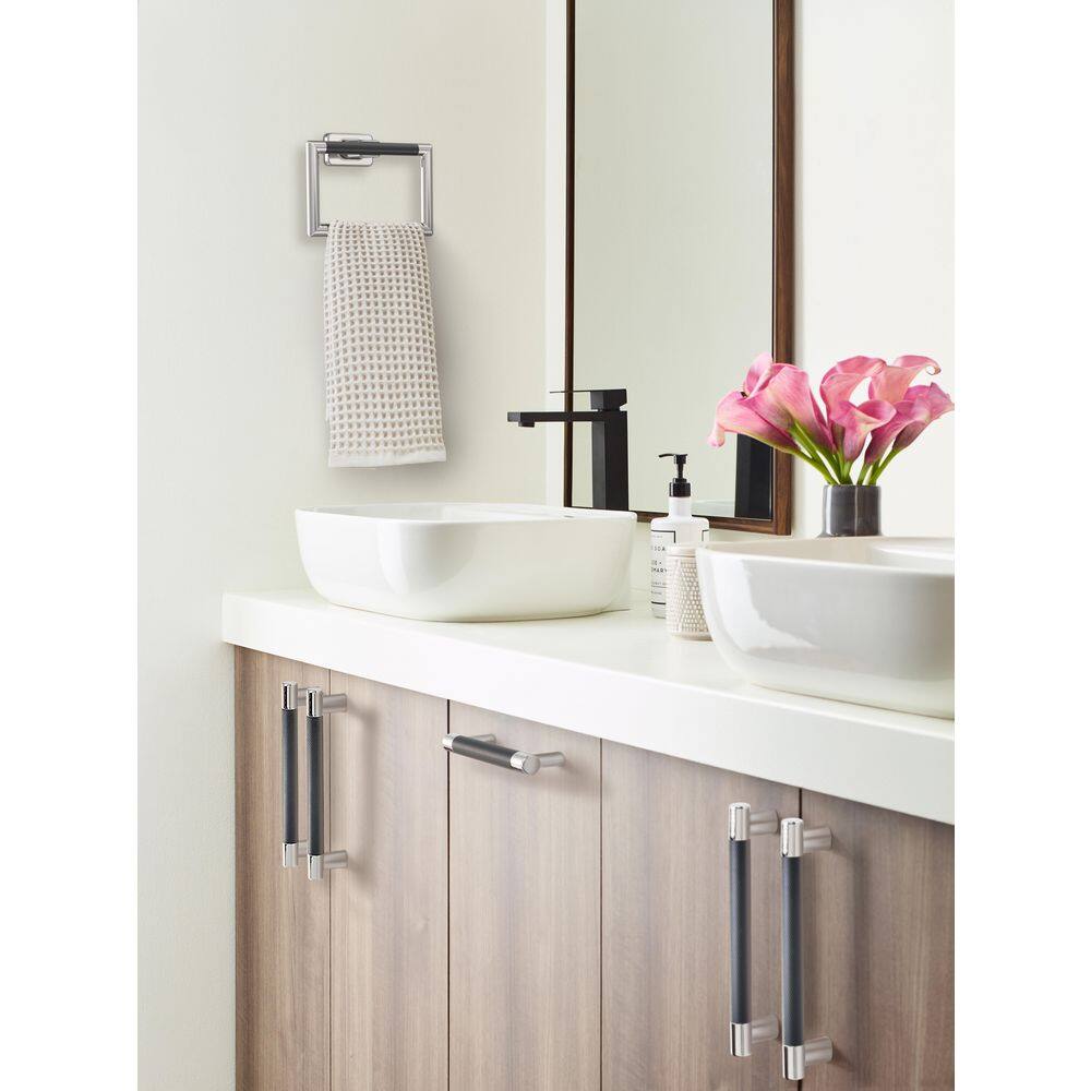 Polished Nickel and Black Bronze Wall Mounted Towel Ring