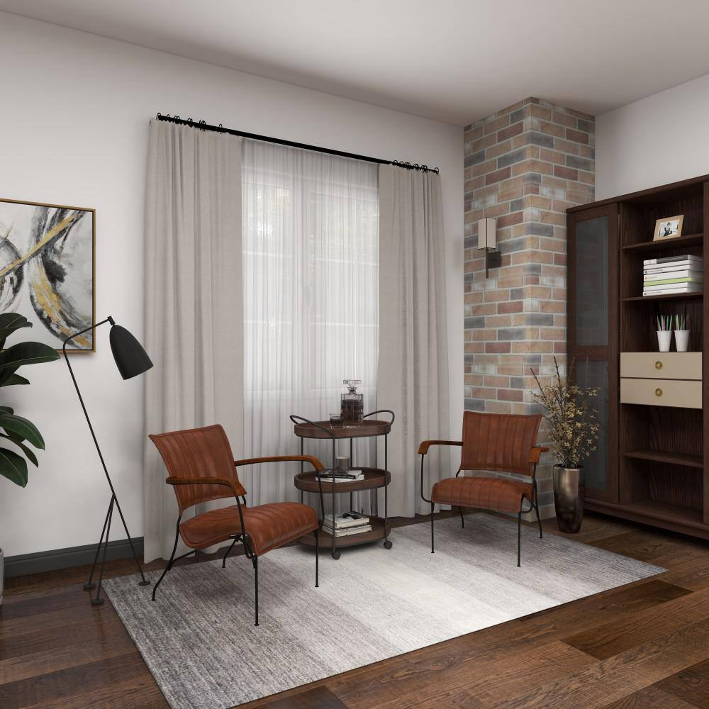 Vintage Brown Leather and Metal Accent Chair