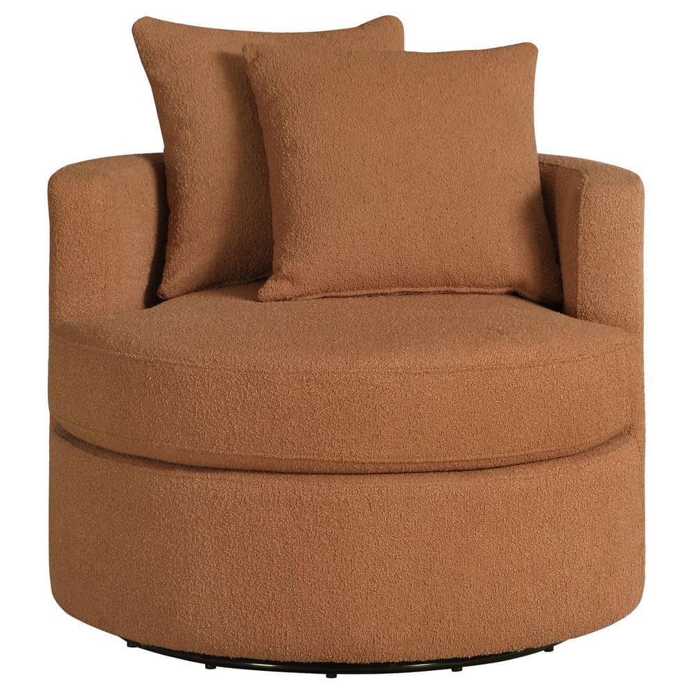 Burnt Orange Boucle Upholstered Swivel Accent Chair