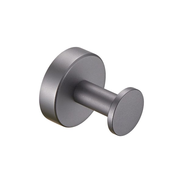 Flynama 2 Pack Round Base Wall Mounted Knob Robe/Towel Hook in Gun Gray
