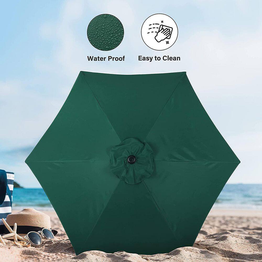 7.5 ft Green Steel Market Patio Umbrella with Crank Lift