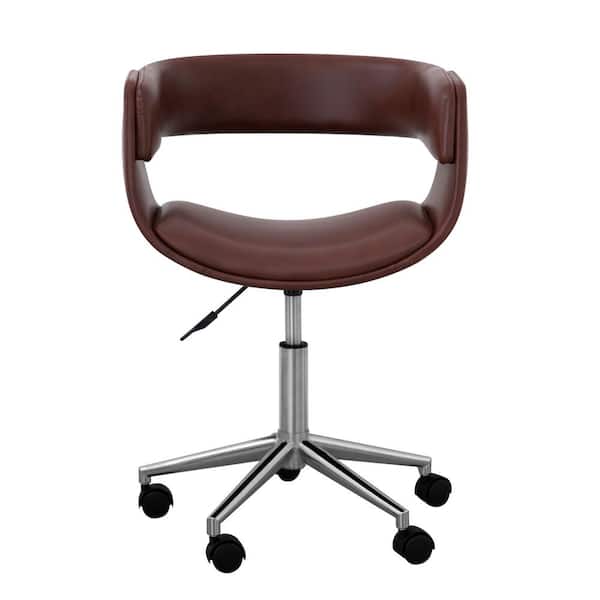 Teamson Home Brown Faux Leather Swivel, Home Office Chairs Brown Leather