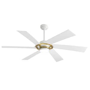 60 in. Smart Indoor White Standard Ceiling Fan with Integrated LED Light