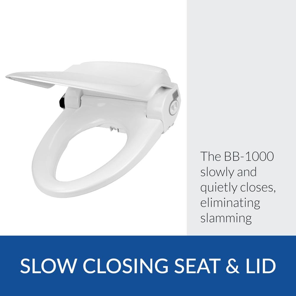 White Heated Round Electric Bidet Toilet Seat with Remote