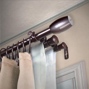 13/16" Dia Adjustable 48" to 84" Triple Curtain Rod in Cocoa with Evie Finials