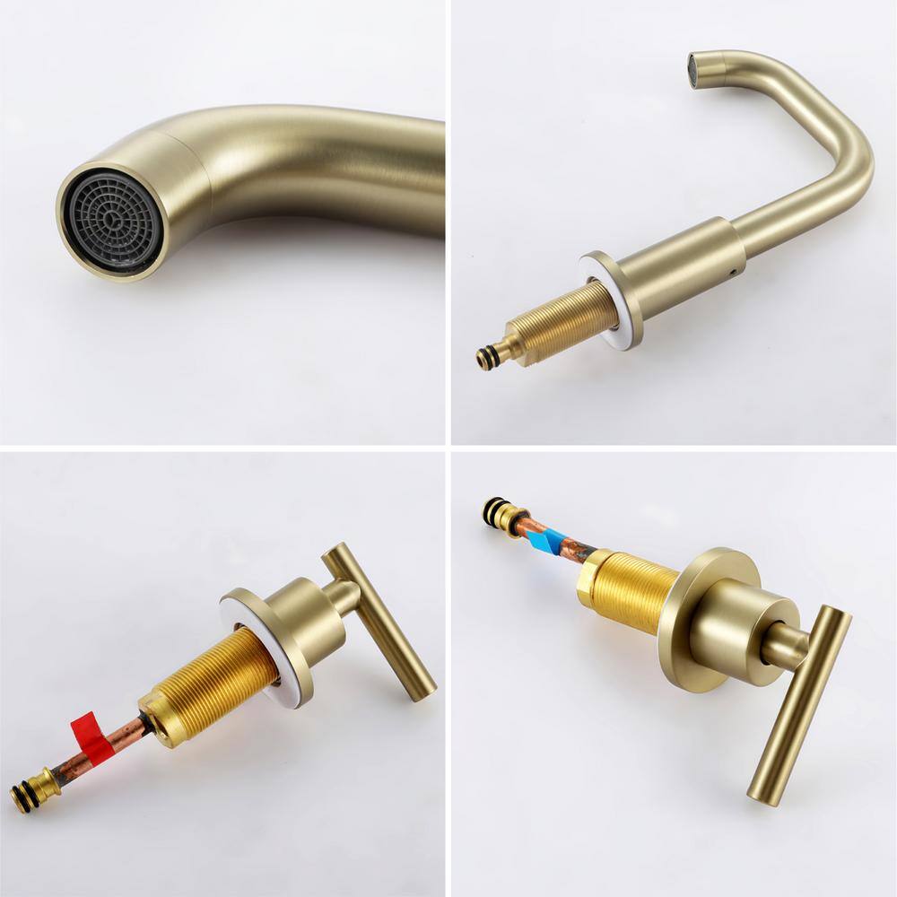 Brushed Gold Solid Brass Widespread Bathroom Faucet