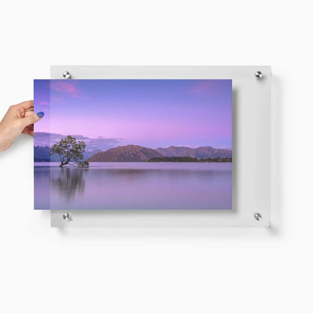 23x8 Clear Acrylic Floating Wall Picture Frame with Chrome Mounts