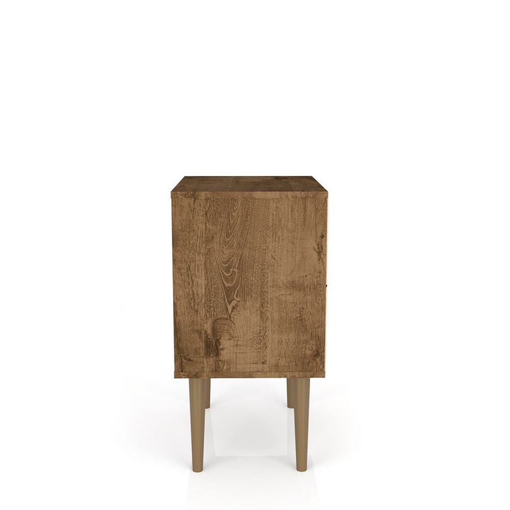 Liberty 1.0 Rustic Brown Mid-Century Modern Nightstand with Metal Handle