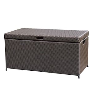 Espresso Wicker Patio Furniture Storage Deck Box