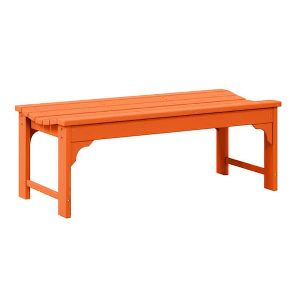 WESTIN OUTDOOR Mason Outdoor Patio All-Weather Fade Resistant HDPE Poly Plastic Backless Garden Bench in Orange