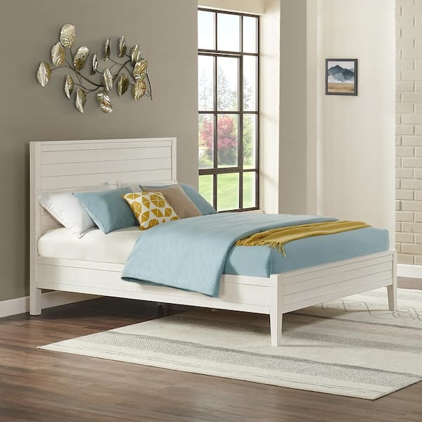 Alaterre Furniture Arden Panel Driftwood White Wood Frame Queen Platform Bed